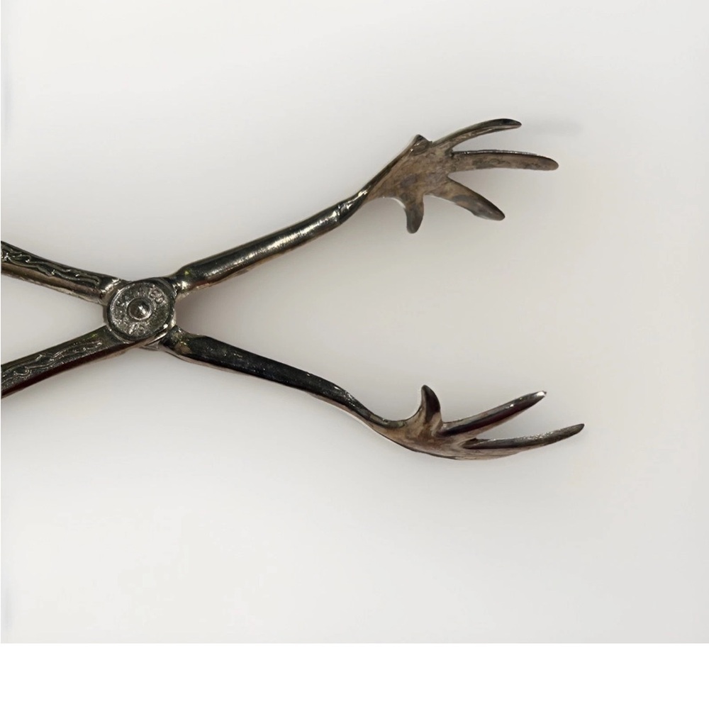 E P Zinc Vintage Silver Plated Scissor Bird Feet Claws Sugar Tongs